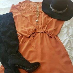 Rust 70s vibe dress